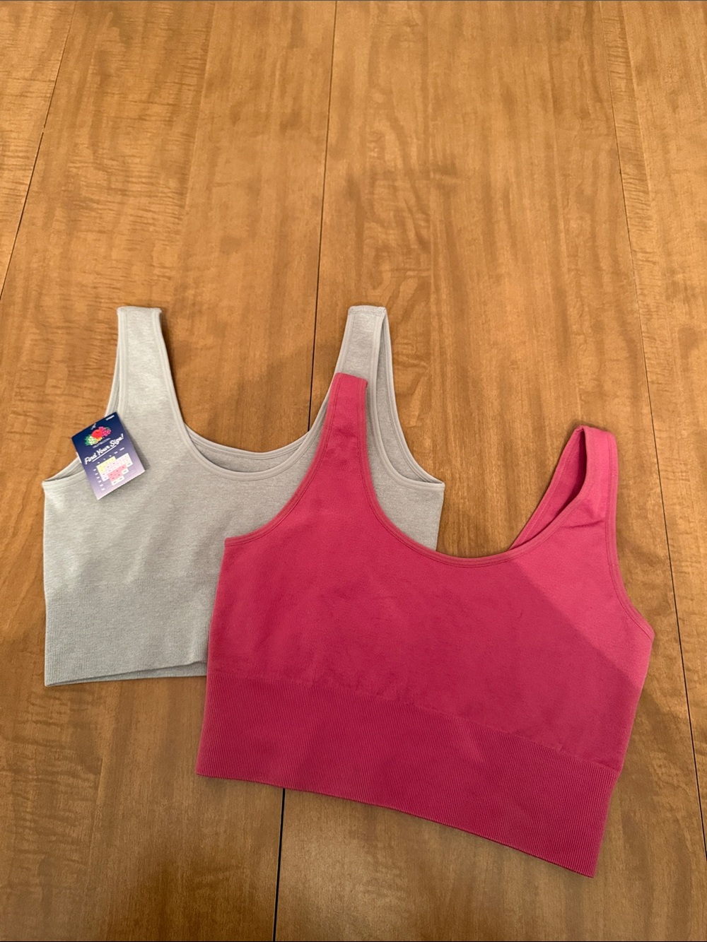 Fruit of the Loom Seamless Longline Bralette Tank Bras - Pink & Gray